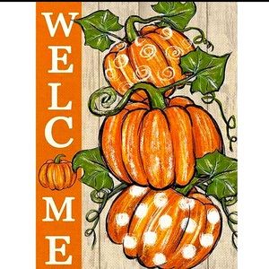 NWOT Diamond Art Kit - Fall Welcome Pumpkin Canvas Picture so beautiful!!